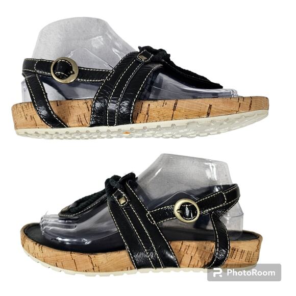 Timberland Estla #11675 Black Leather and Cork Thong Sandals Women's 7.5…2 - Picture 4 of 9